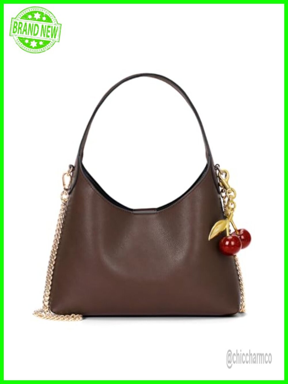 Small Hobo Bag Vegan Leather Shoulder Purse Detachable Chain Strap